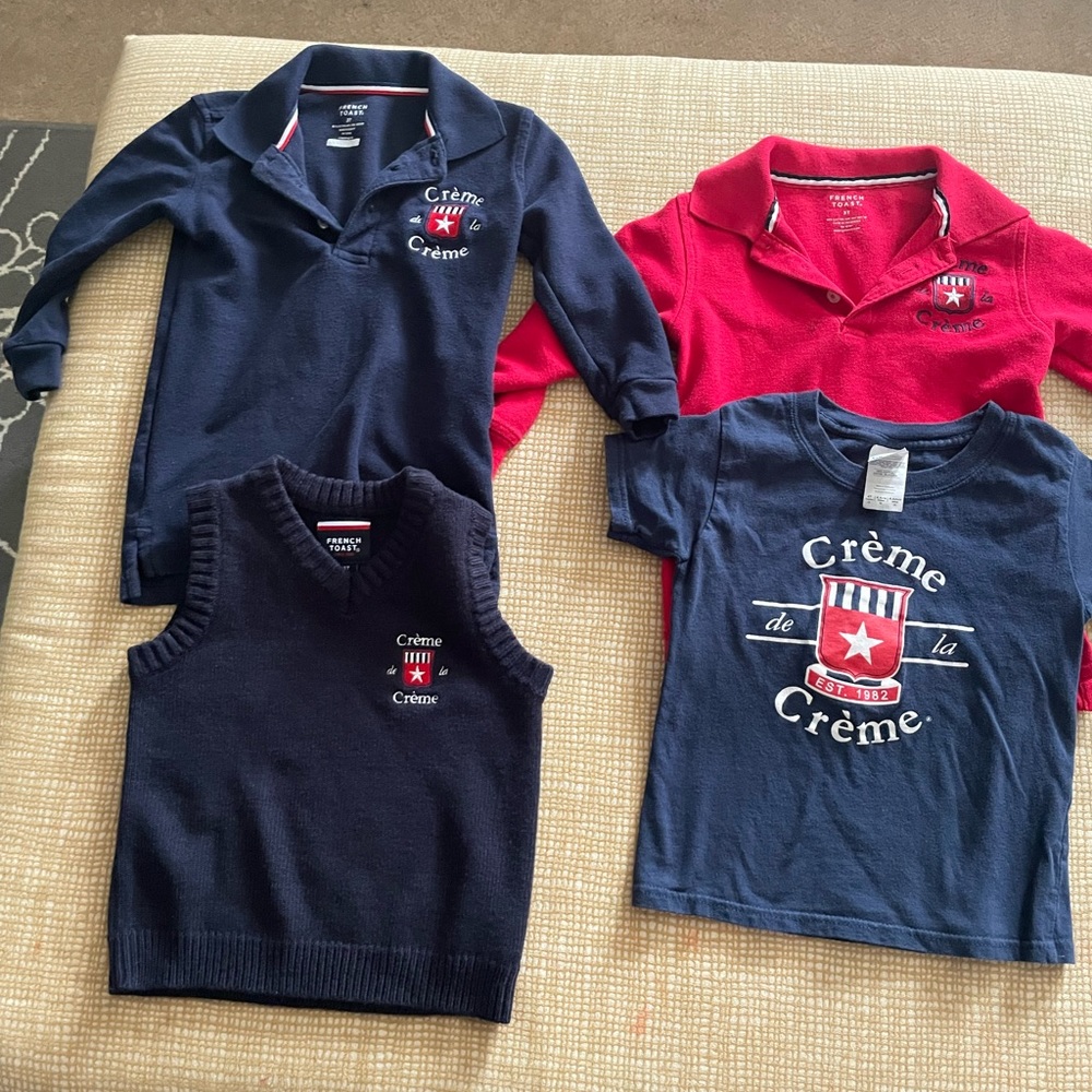 Four pieces - 3T uniform tops - Creme de la Creme.